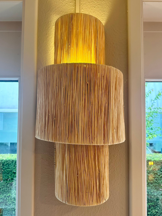 Raffia wandlamp