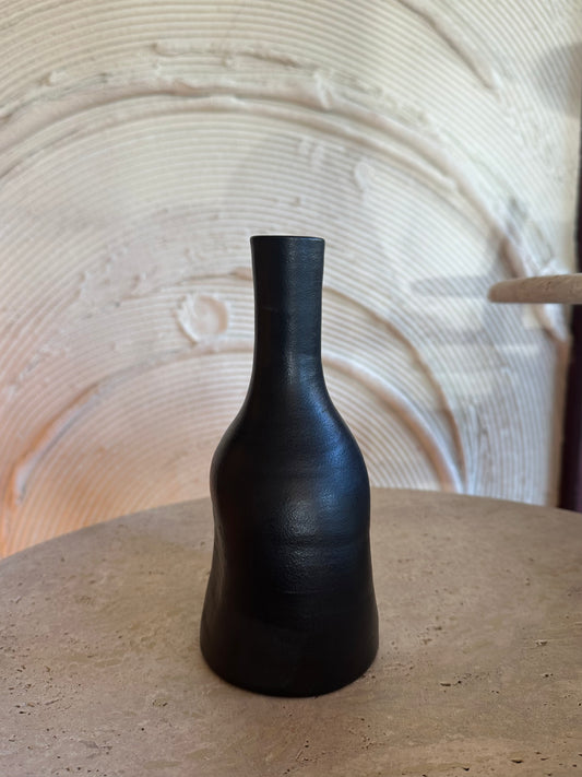 Zwarte tadelakt fles M